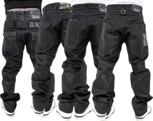 Pantalones de mezclilla para hombre recubiertos negros G King calce suelto diseñador urbano ropa de calle estilo - Imagen 1 de 13