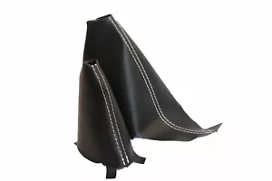 Fits 07-14 Mini Cooper Leather Automatic & EBrake Boot SET w/White Stitch - Bild 1 von 5