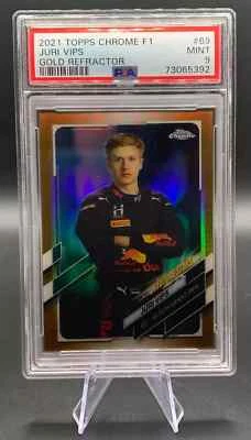 2021 Juri Vips /50 Topps Chrome F1 Formula One Gold Refractor #69 PSA 9 - Image 1 of 2