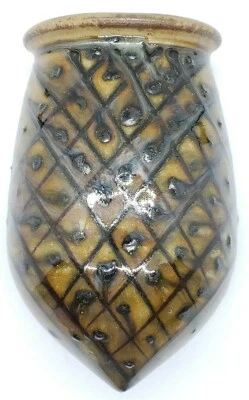 Aplique de pared de cerámica con soporte para plantas marrón amarillo piña hecho a mano de colección 7" de largo Foto 1 de 4