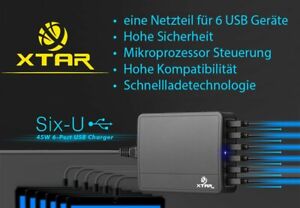 Xtar U1 six-U 6-Port USB-Ladegerät 9A 45W AC Desktop USB Hub Smart USB Charger