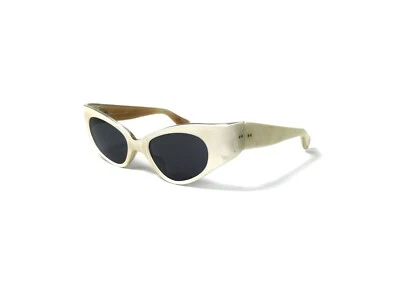 Óculos de sol vintage 1950 armação França branco pérola olho de gato meados do século 44-20 - Imagem 1 de 4