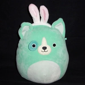 8" 9" Squishmallow Green teal Easter Dog Bunny Ears Ultra Plush Stuffed Animal  - Picture 1 of 2