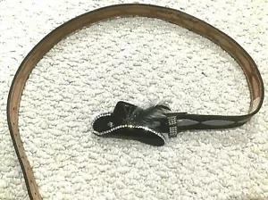 Woman’s Fancy 'TOP HAT' Hand Painted Black Leather Belt (REDUCED) - Picture 1 of 2