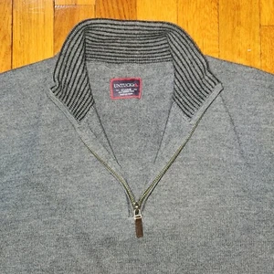 Untuckit 1/4 Zip Pullover Pulli 100% Merinowolle grau Herren XL  - Bild 1 von 9