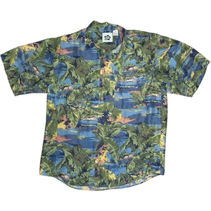 Vintage Hilo Hattie Hawaiian Shirt Men's Medium Tropical Ocean Setting AOP Y2K - Picture 1 of 9