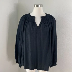 NEW Old Navy Womens Plus 2X Black Long Sleeve Smocked Neck Blouse Shirt Top - Picture 1 of 11