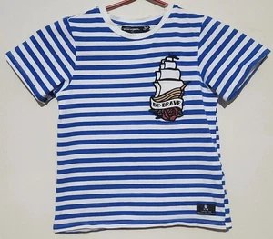 Rock Your Kid Striped Tshirt Top Ship Be Brave Blue White Nautical Size 5 - Picture 1 of 5