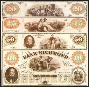 1984 VIRGINIA NUMISMATIC COIN SHOW $100 $50 $25 $20 26th BANK of RICHMOND - Picture 1 of 3