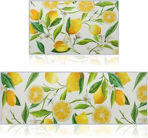 2 Pieces Lemon Kitchen Rugs Set Farmhouse Onesize, As Shown - Picture 1 of 7