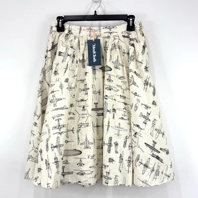 ModCloth Skirt Women's M Airplane Novelty Print NWT Aviator Artsy - Image 1 of 4