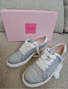 Kate Spade Silver Glitter Sneakers Size 8 - Picture 1 of 7