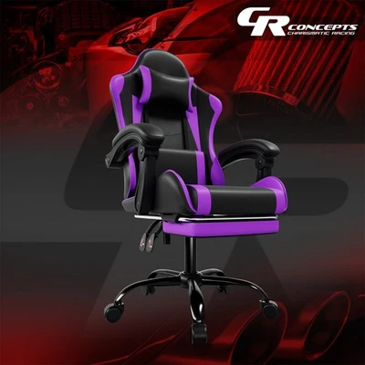 Purple Adjustable Recliner Computer Gaming Chair w/ Linkage Armrest & Footrest - Image 1 of 4