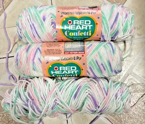 Red Heart Confetti Yarn #62 Floral Print Dye Lot 1290 Acrylic 2 Full - 1 partial - Picture 1 of 3