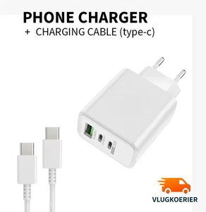 Charger + 1m Cable - 65W USB C Fast Adapter For Apple iPhone Samsung - Picture 1 of 5