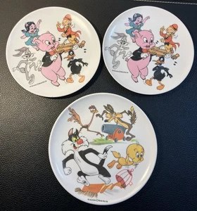 Vintage Warner Bros. Porky Pig, Bugs Bunny, Sylvester, Tweety—Plate Set Of 3 - Picture 1 of 5