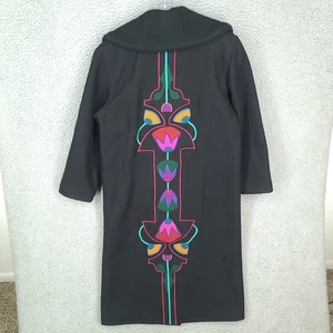 Vintage Cindy Owings Designs Coat Womens Small 100% Wool Emboidered ART To Wear - Picture 1 of 13
