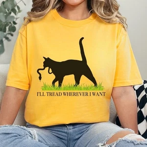 Camiseta I'll Tread Wherever I Want Gato Dama sin hijos para Kamala Harris Progress - Imagen 1 de 4