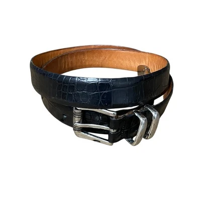 Martin Dingman Belt Mens 38/95 Black Leather Alligator Grain Calf Metal Tip USA - Image 1 of 4