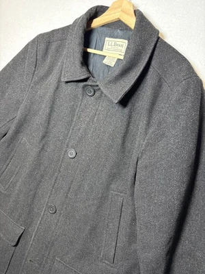 LL Bean Coat Mens Large Gray Wool Blend Button Front Winter Warm Classic Jacket - Image 1 of 4