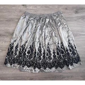 Avenue Womens Skirt Size 22/24 Silver Black Gothic Witchcore Punk Skater - Picture 1 of 6