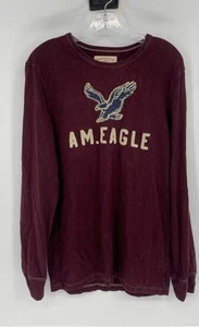 American Eagle Outfitters Mens Maroon Cotton Long Sleeve T-Shirt Size MT - Picture 1 of 6