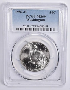 MS69 1982-D Washington Commemorative Half Dollar PCGS Blue Lbl *6997 - Picture 1 of 5