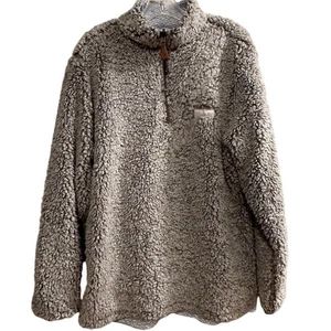 USA Palm Men's Reversible Gray Sherpa Fleece Quarter Zip Pullover Sweater S - Picture 1 of 16