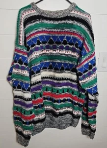 Vintage 80s 90s Concrete Mix 3D Textured Sweater Crew Neck Coogi Style Mens XL - Picture 1 of 14