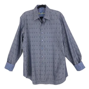 Robert Graham Mens Size L Purple Geometric Print Long Sleeve Flip Cuff Shirt - Picture 1 of 5
