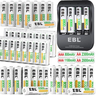 LOTE de baterías recargables AA AAA 1.2V Ni-MH 1100 2300 2800mAh/cargador Foto 1 de 4