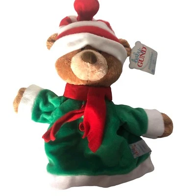 Baby Gund Peppermint Plush Puppet Teddy Bear Red Hat Scarf New NWT 10" - Image 1 of 3