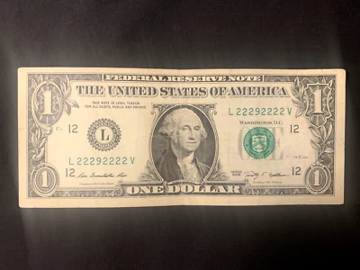 2009 1 Dollar Bill FRN 22292222 - SEVEN OF A KIND - Image 1 of 2