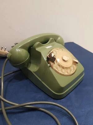 Telefono Auso Siemens Disco Rotante Colore Originale Verde Oliva Vintage Anni 70 - Immagine 1 di 4