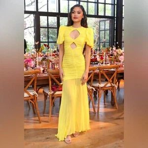 DE LA VALI OLYMPIA CUT OUT MAXI DRESS IN YELLOW CREPE - Picture 1 of 15