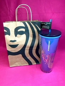 NEW Starbucks Christmas 2021 Blue Mermaid 24oz Tumbler COLOR CHANGING Cold Cup - Picture 1 of 12