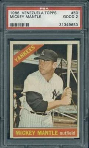 Mickey Mantle 1966 Topps Venezuela #50 PSA 2 Yankees (9653) - Imagen 1 de 2