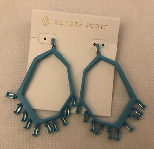 Kendra Scott Thomas Drop Earrings in Matte  Aqua W/Tonal Baguette Crystals NWT