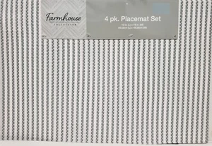 Set of 4 PVC In/Outdoor Polyvinyl Placemats(13x19")GREY & WHITE DESIGN,Farmhouse - Picture 1 of 14