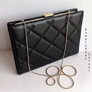 CAROLINA HERRERA JEWEL Black QUILTED LEATHER Chain Clutch Bag CH HandBag NWT - Picture 1 of 13