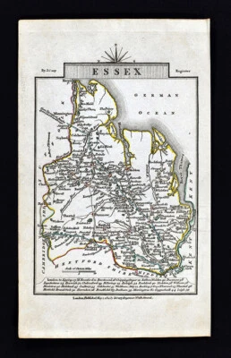 Mapa de ruta 1814 John Cary Essex Withum Maldon Hatfield Colchester Sudbury Inglaterra Foto 1 de 3
