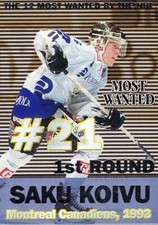 1999-00 Finnish Cardset Most Wanted #6 Saku Koivu