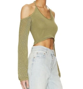 TULAROSA || Genet Pointelle Neckholder Strick Top in Salbeigrün - Gr. XS ⭐️Neu mit Etikett⭐️ - Bild 1 von 8