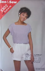 Butterick Sewing Pattern 5302 Size 12-16 Short Sleeve Blouse with Shorts - Picture 1 of 2