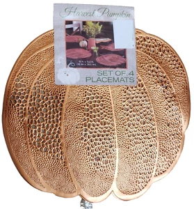 Set of 4 Same Vinyl Indoor/Outdoor Placemats (13"x18") BRONZE HARVEST PAMPKIN,BM - Picture 1 of 5