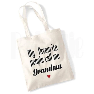 Personalised 'My Favourite People...' Canvas Tote Bag- GIFT FOR GRANDMA MUM NAN - Picture 1 of 3