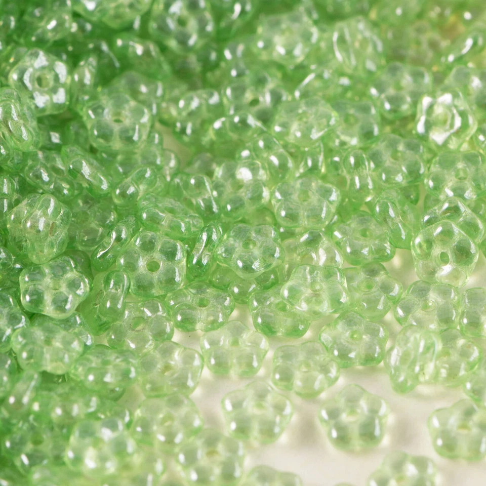 Cuentas de vidrio flor margarita checa brillante peridoto de 5 mm (50) Foto 1 de 1