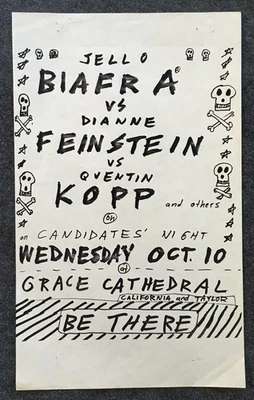 1979 Flyer Jello Biafra vs Dianne Feinstein vs Quentin Kopp Grace Cathedral SF - Image 1 of 2