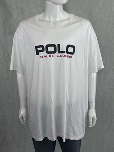 Polo Ralph Lauren T-Shirt Mens 4XB White Graphic Crew Neck Tee Big and Tall - Picture 1 of 14