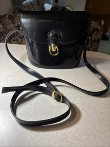 Borsa a secchiello donna vintage marca incontaminata pelle nera emblema cavallo - Foto 1 di 11